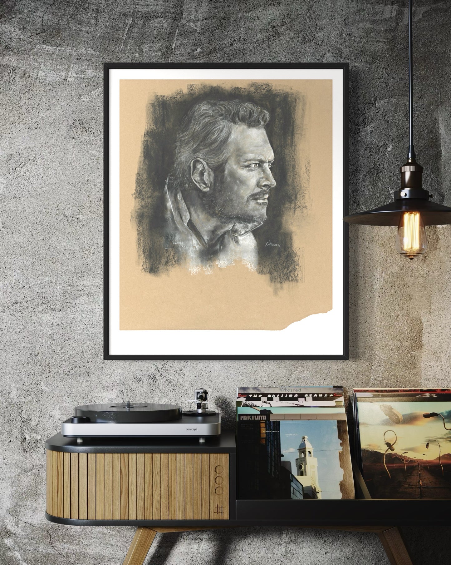 PRINT Blake Shelton Charcoal Portrait