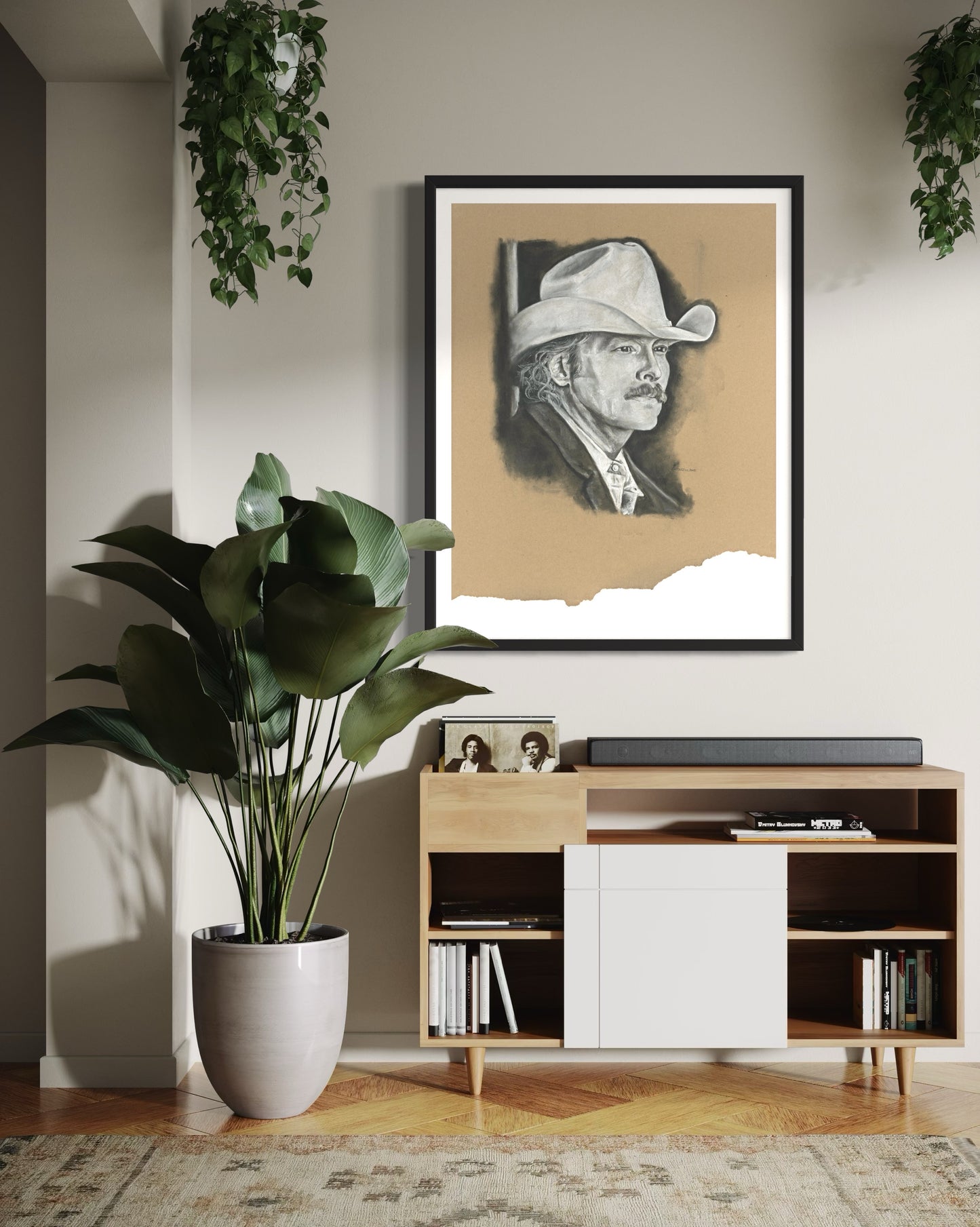 PRINT Alan Jackson Charcoal Portrait