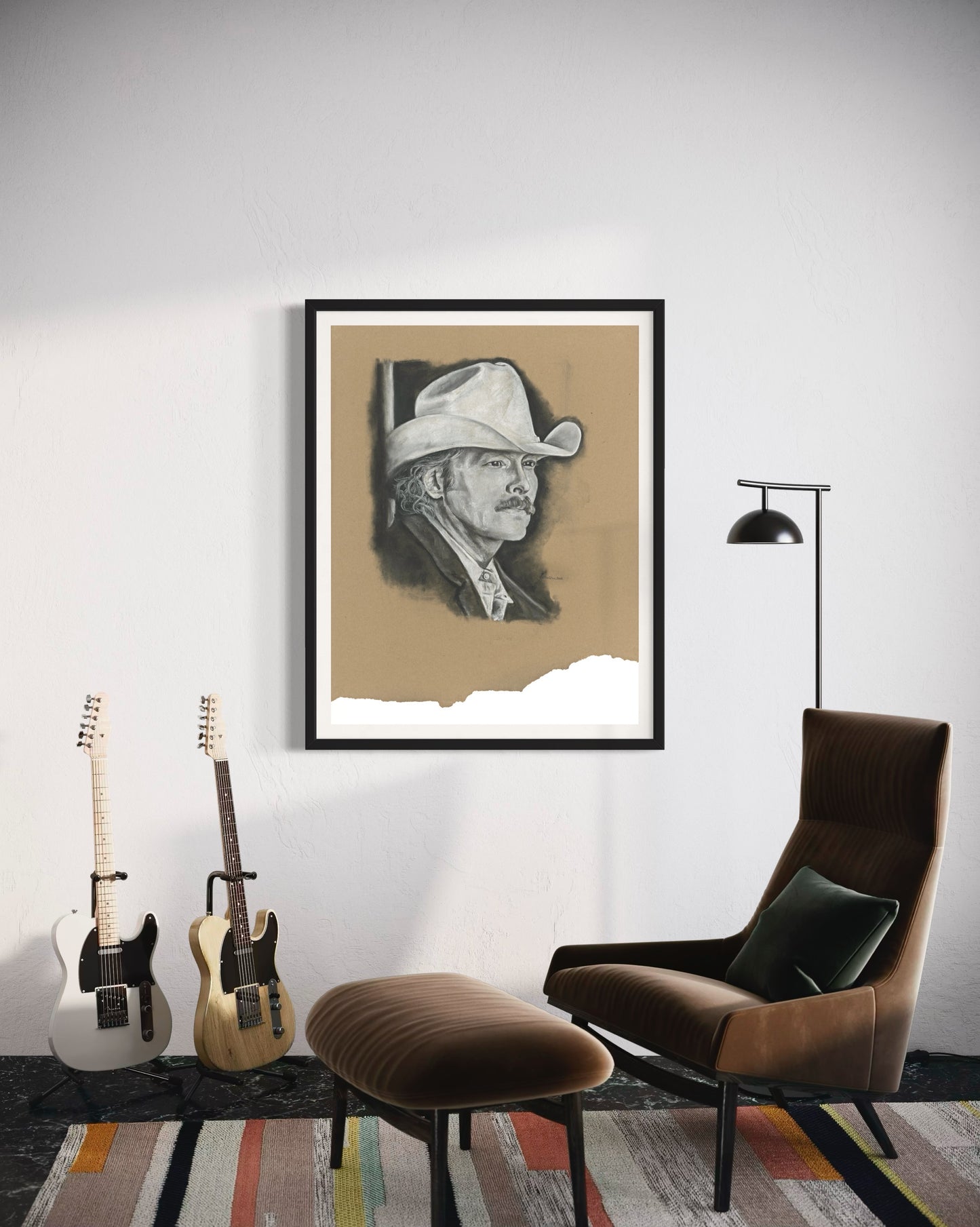 PRINT Alan Jackson Charcoal Portrait