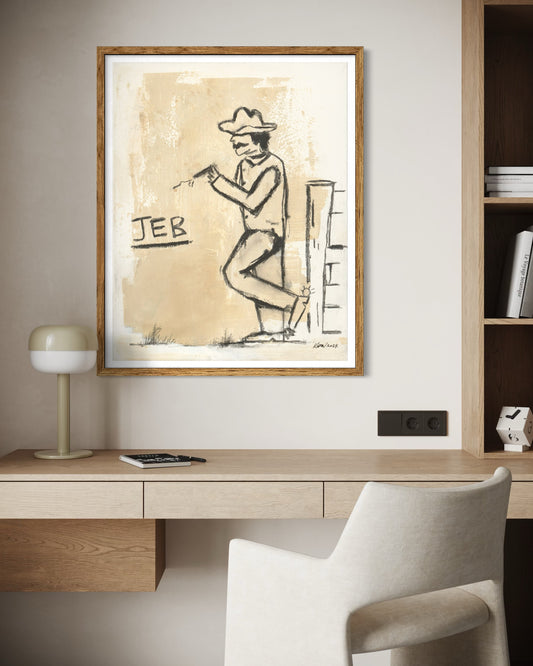 Western Art Print - Pastel Cowboy Jeb