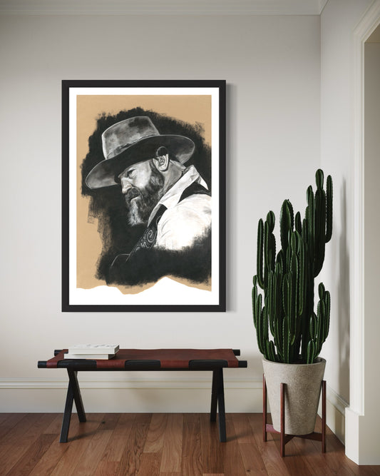 PRINT Zac Brown Charcoal Portrait