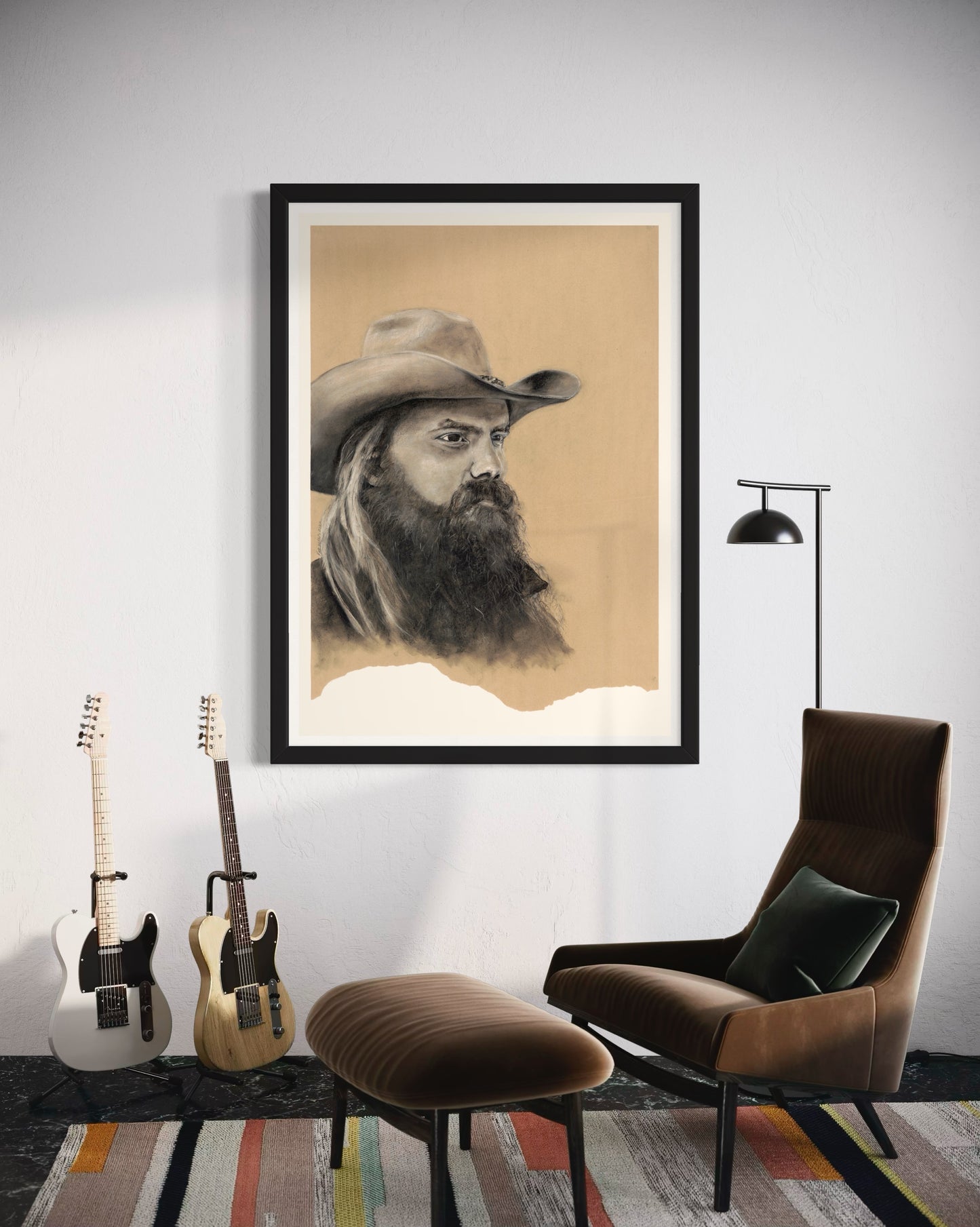 PRINT Chris Stapleton Charcoal Portrait