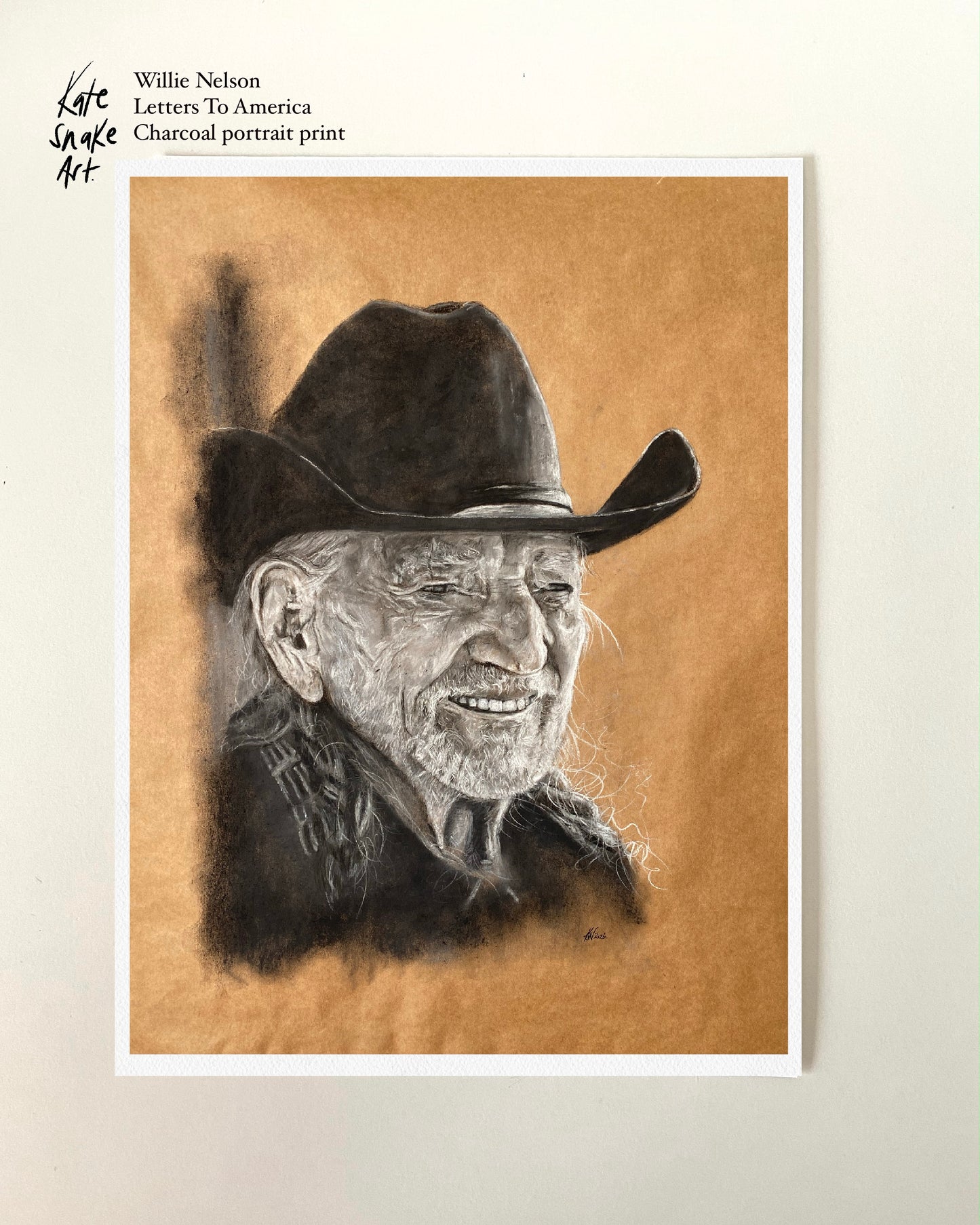 Art Print - Willie Nelson Portrait 'Letters To America'