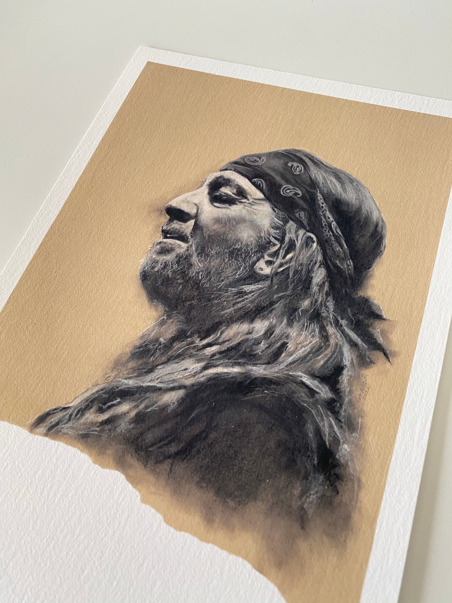 PRINT Willie Nelson Charcoal Portrait